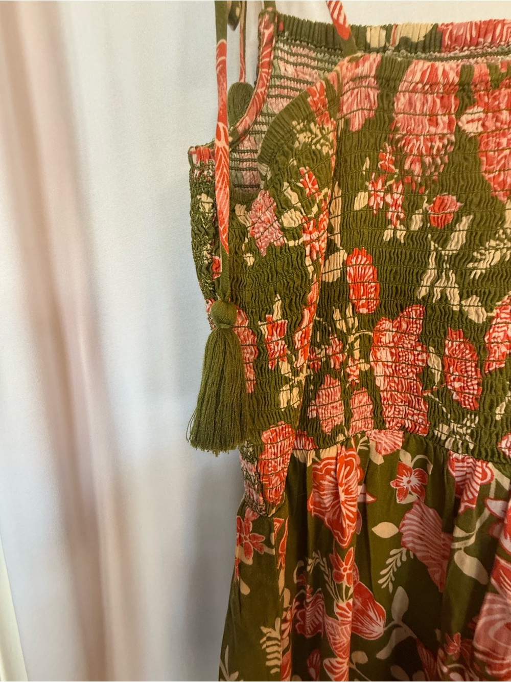 Patrons of Peace Olive Maxi Dress with Pink Floral Print - Picture 5 of 6